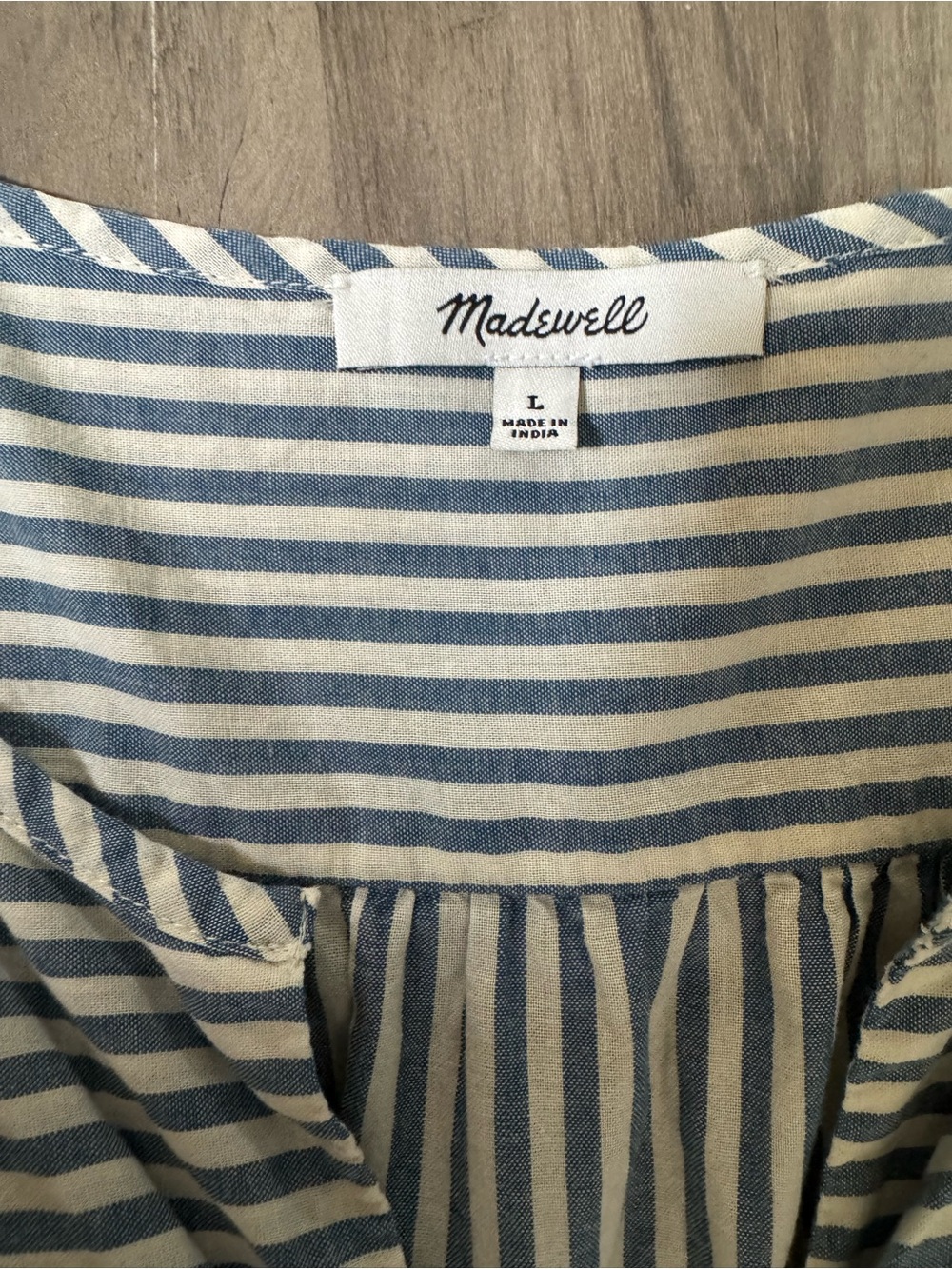 Madewell White and Black Vertical-Stripe V-Neck Peplum Blouse - Picture 3 of 7